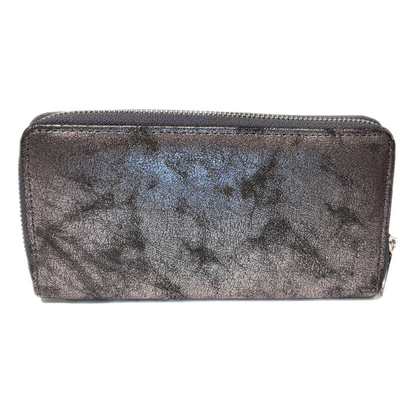NEW - Metallic Grey Glitter Star Embellished Zip Around Wallet Clutch - Picture 3 of 3